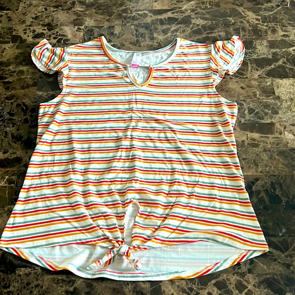 A striped, soft, cute short sleeved shirt